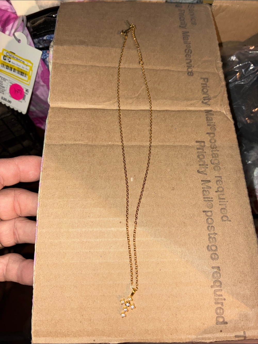 Delicate Gold-tone Cross Pendant Necklace - Women Jewelry